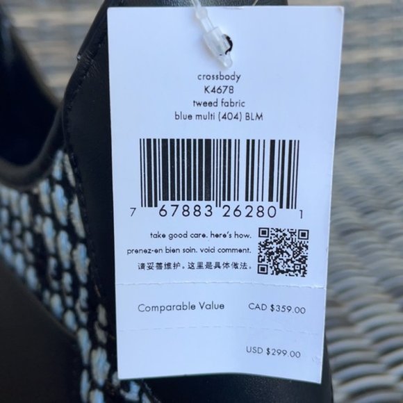 Kate Spade Crossbody Tweed Fabric Blue Multi - Picture 6 of 16